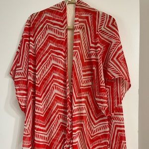 Lush orange and white Abstract Tunic Tops for
Women
